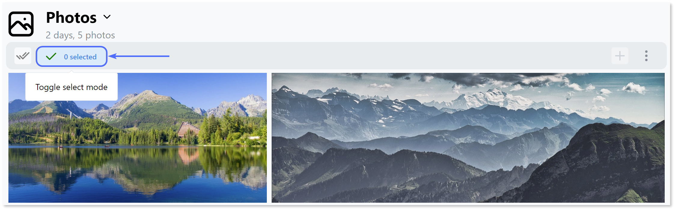 Clicking the 'Toggle select mode' button.