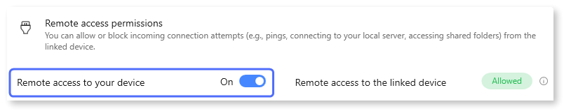 Turning on Remote access to your device