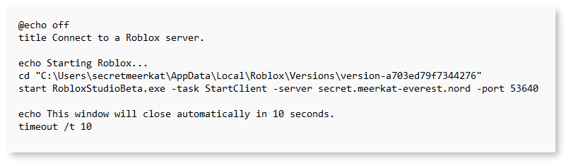 Example connection script