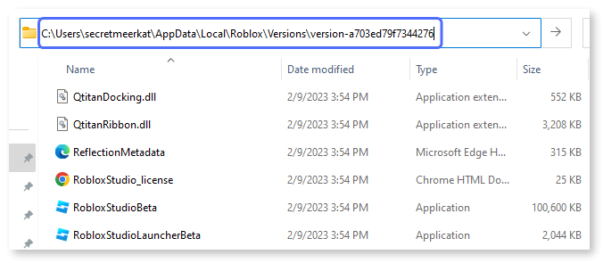 Roblox Studio folder path