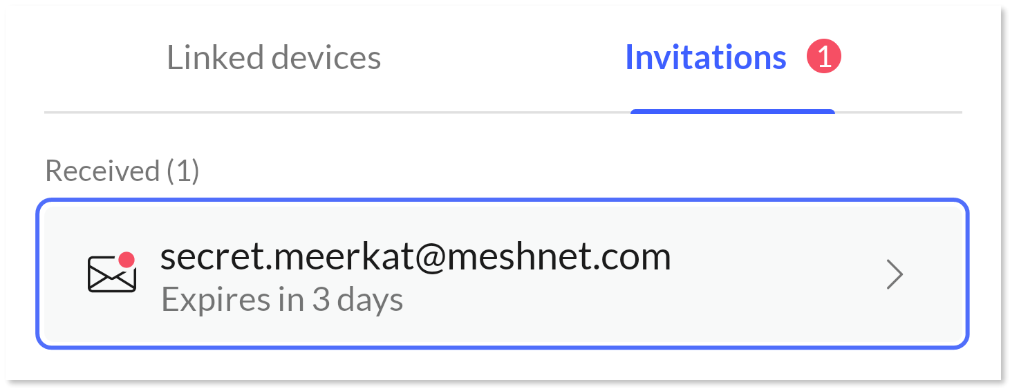 Received invitation highlighted.