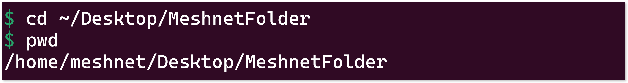 Output of 'pwd' command