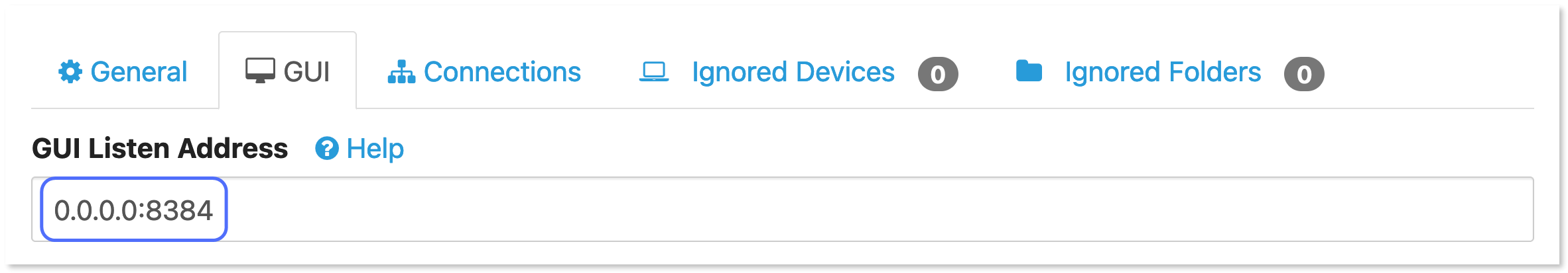 Changing the GUI listen address to 0.0.0.0:8384