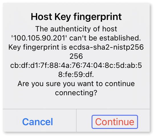SSH fingerprint confirmation.