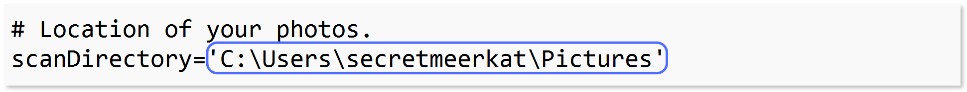 Entering the path of the picture library.
