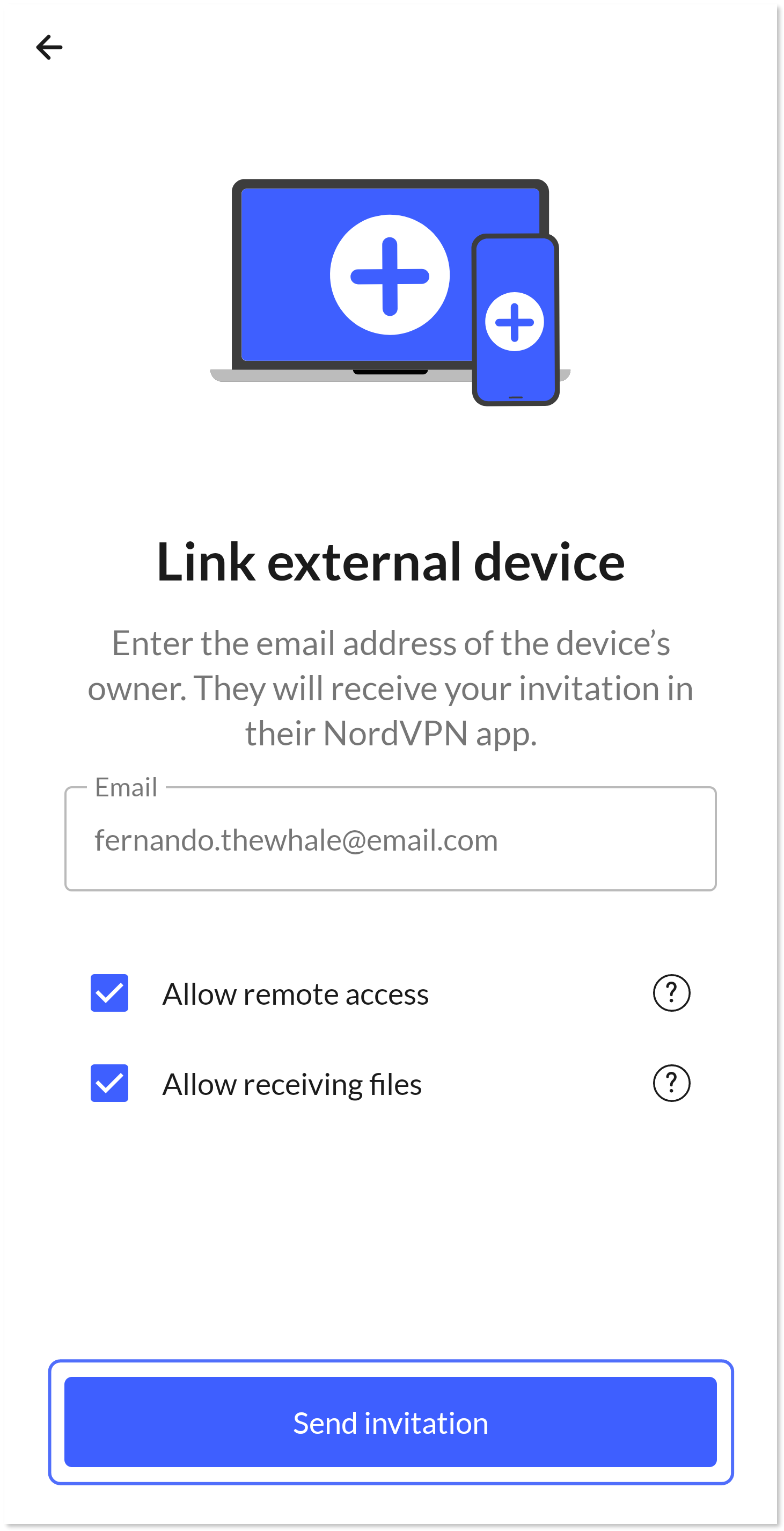 "Send invitation" button highlighted.