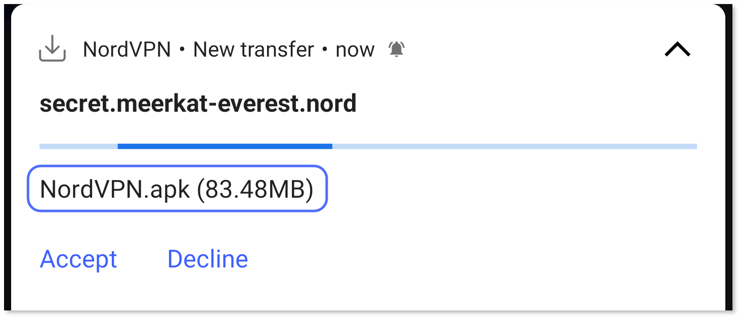 Expanded system notification about a single-file transfer request.