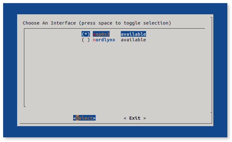 Available network interfaces listed in Pi-hole installation window.