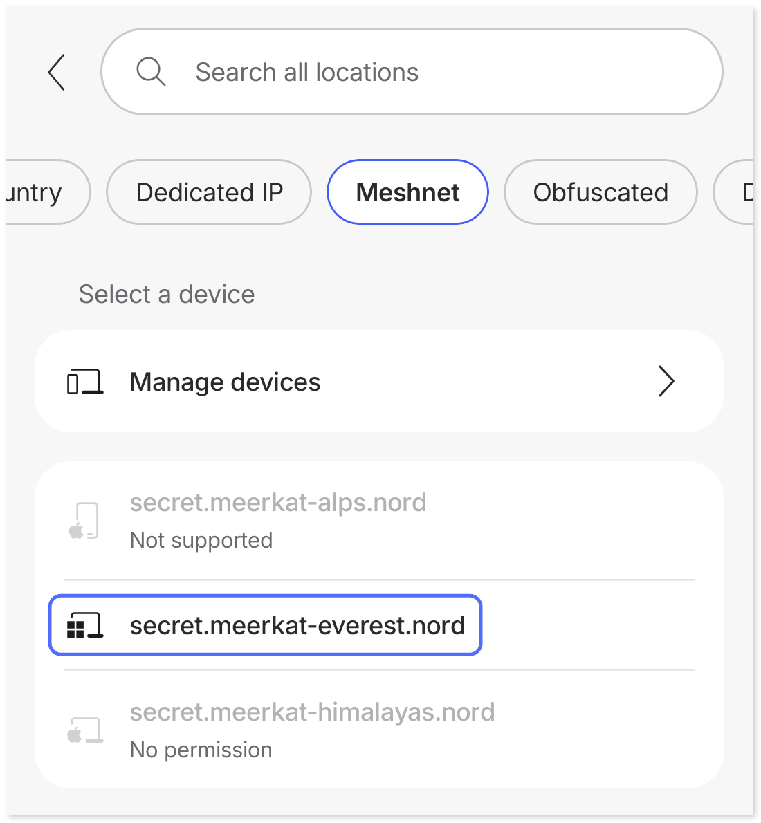 Selecting a macOS devices as a traffic routing host.