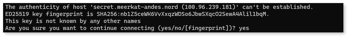 SSH key fingerprint confirmation