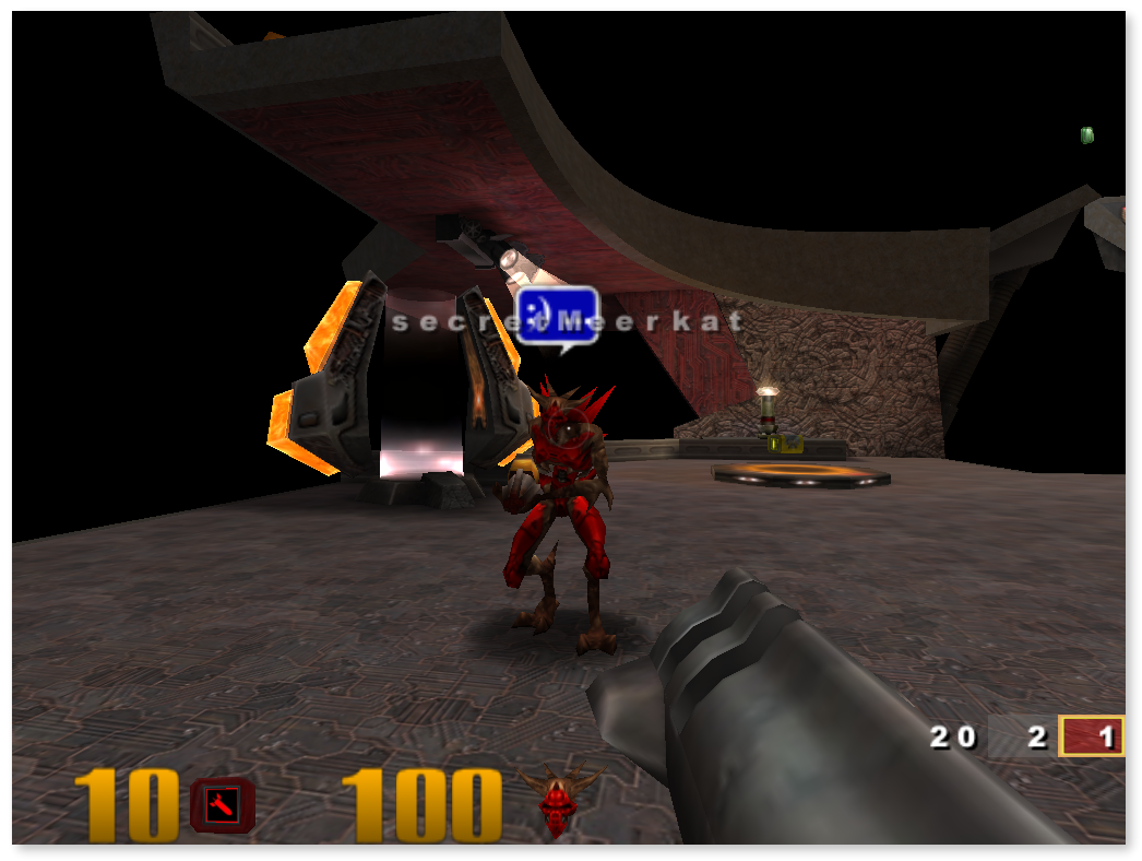 Two players in a Quake 3 Arena game
