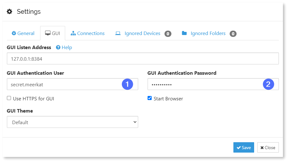 Entering the GUI authentication username and password.