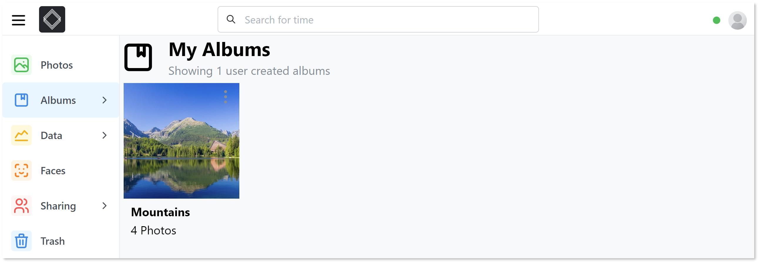 "My albums" section of LibrePhotos.