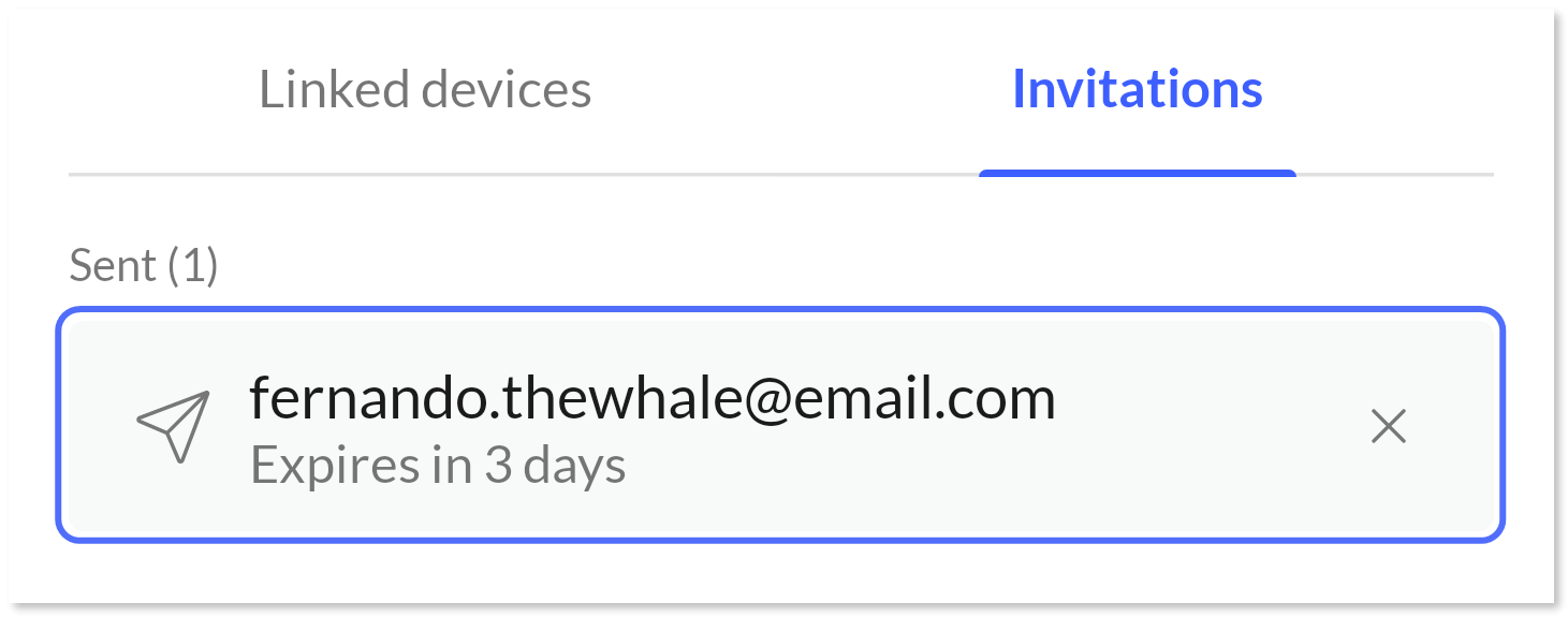 Outgoing invitation highlighted.