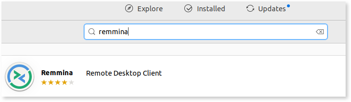 Entering Remmina in the search bar