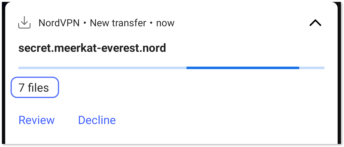 Expanded system notification about a multiple-file transfer request.