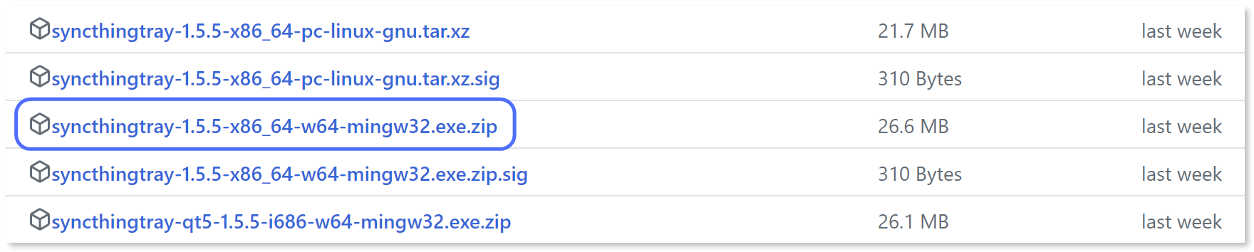 Downloading the latest version of Syncthing Tray from GitHub.