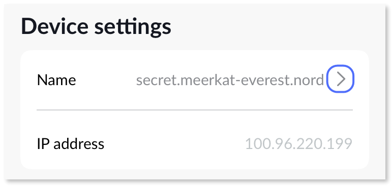 Arrow button on the right of the Nord name is highlighted.