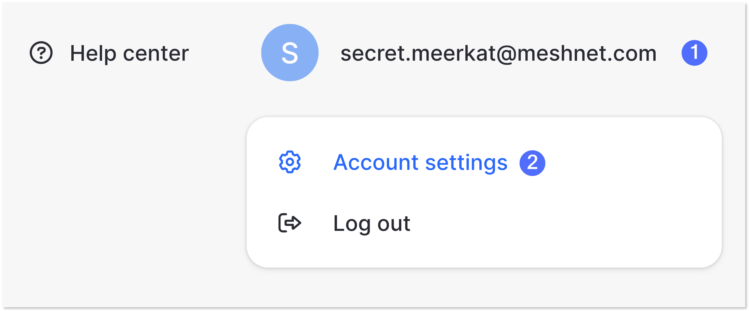Showing the Account settings option selected