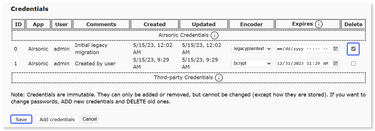 Deleting the default administrator login credentials.