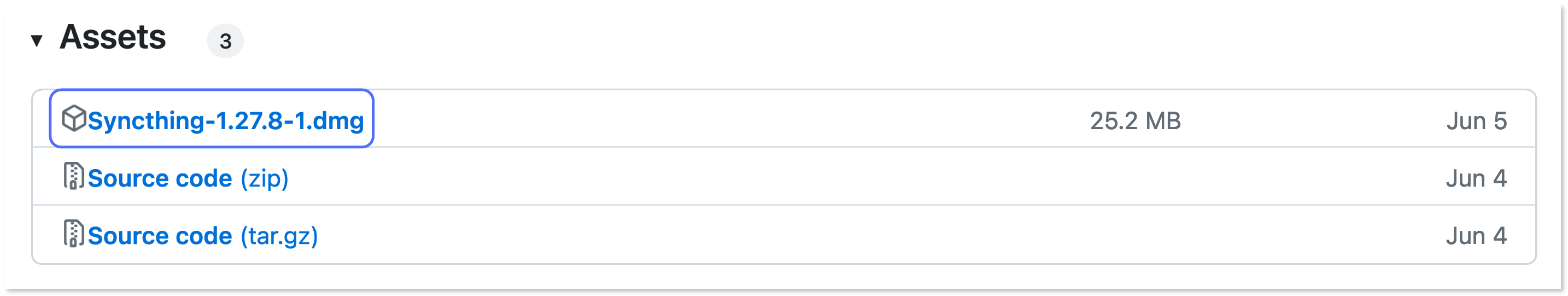Downloading the Syncthing installation file from GitHub.