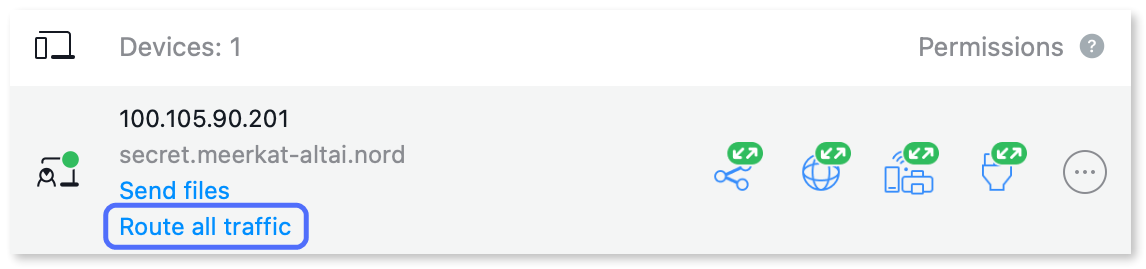 Clicking Route all traffic
