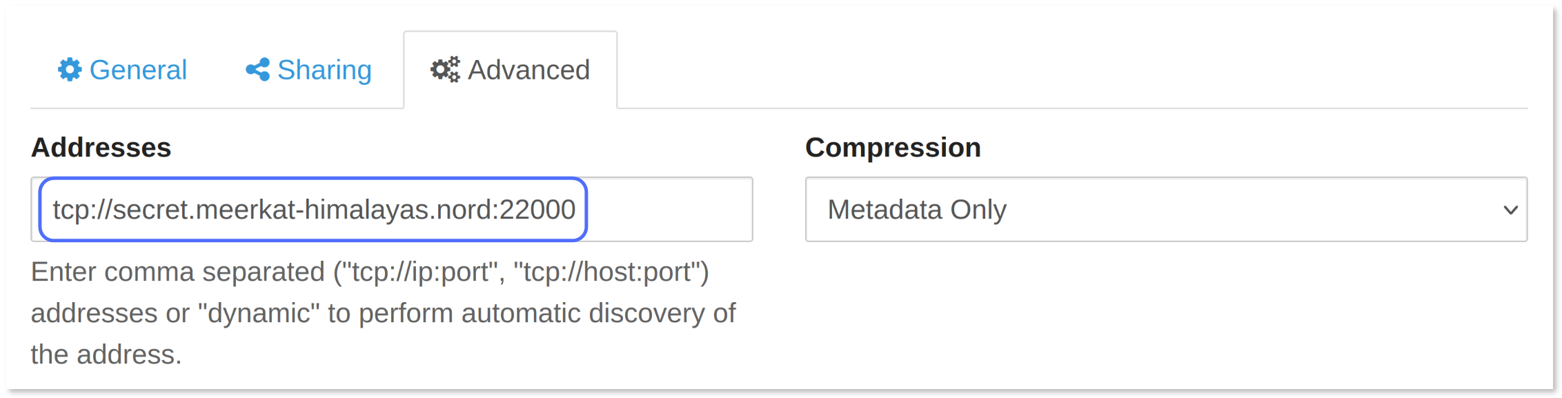Entering the address of the host device using the assigned Nord name.