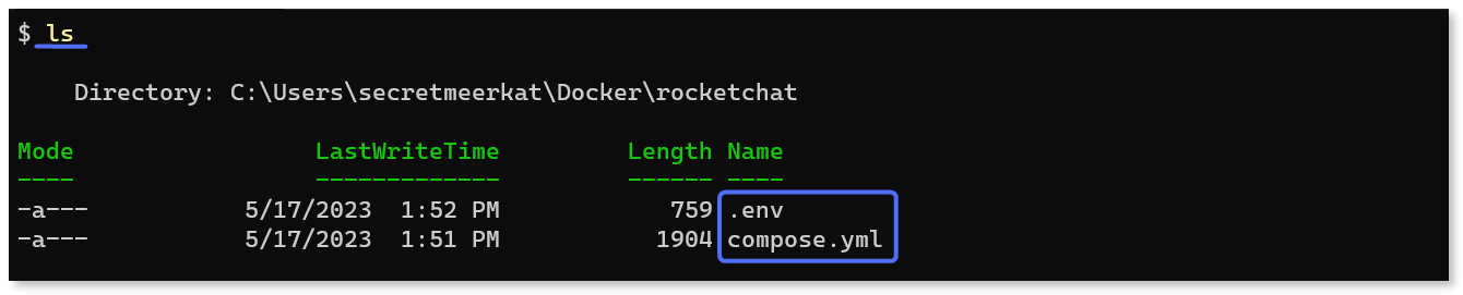 Output of the 'ls' command showing both of the downloaded files.
