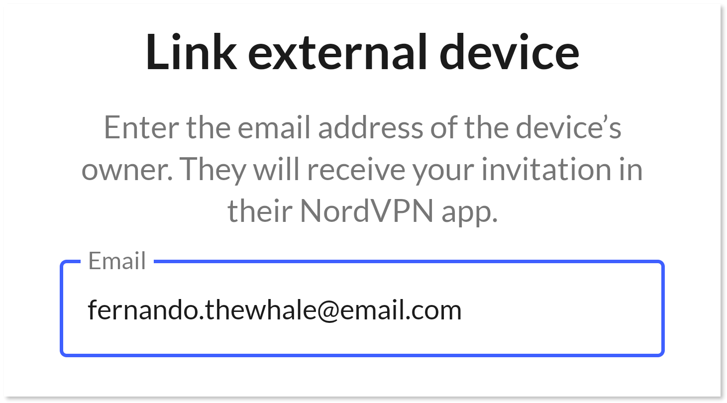 Email address entered in the designated field