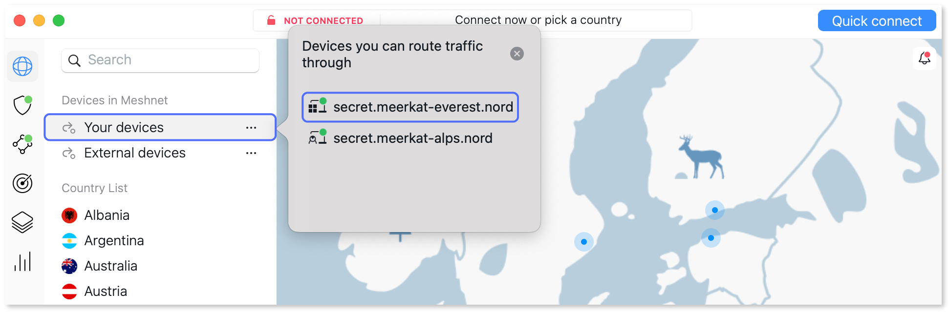Starting traffic routing through a peer device.