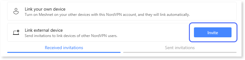Clicking the Invite button