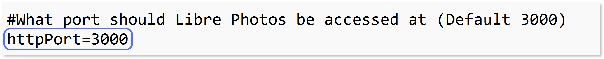 Line indicating the port of the LibrePhotos web interface.
