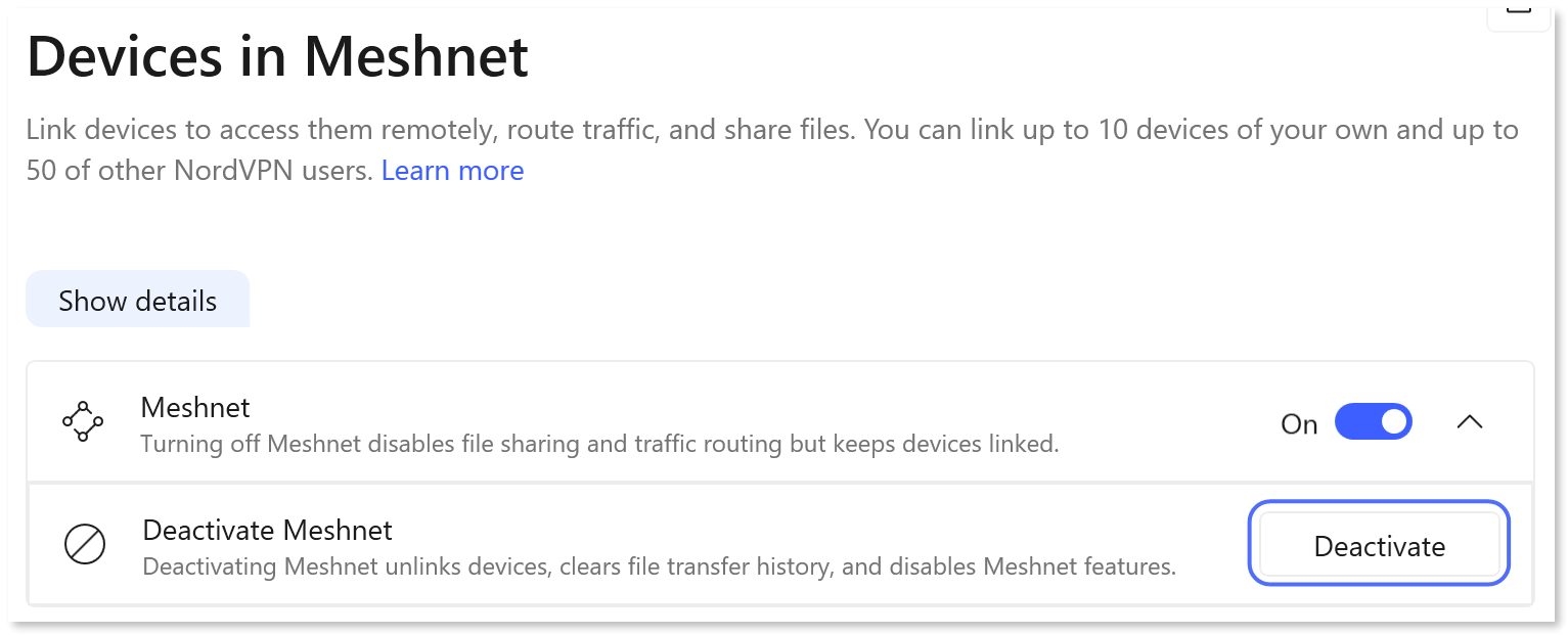 "Deactivate" button is highlighted.