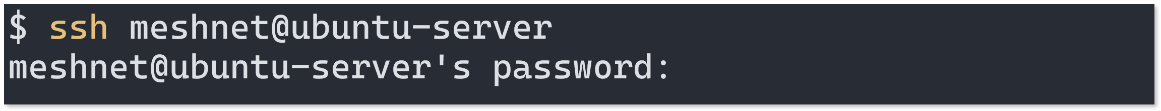 SSH command in terminal.