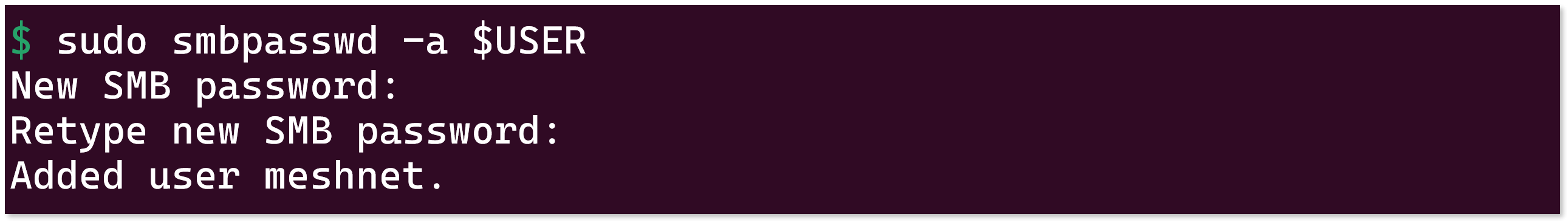 Terminal output asking for the SMB password.