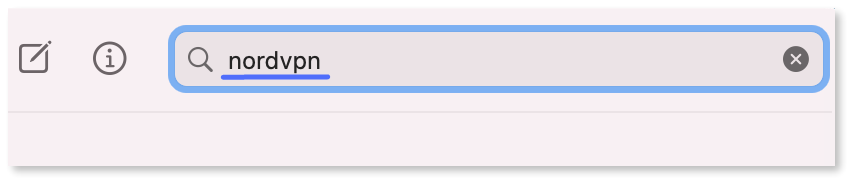 Typing in "nordvpn" in the search field.