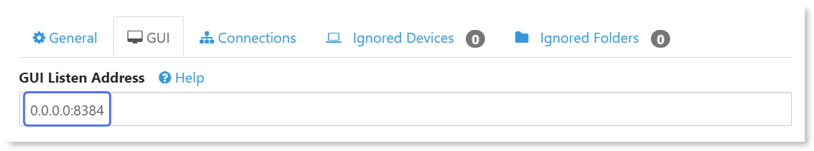Changing the GUI listen address to 0.0.0.0:8384