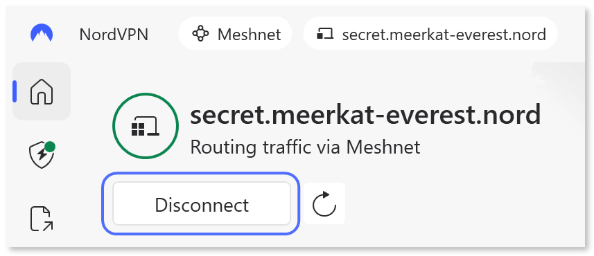"Disconnect" button highlighted on the Dashboard tab.