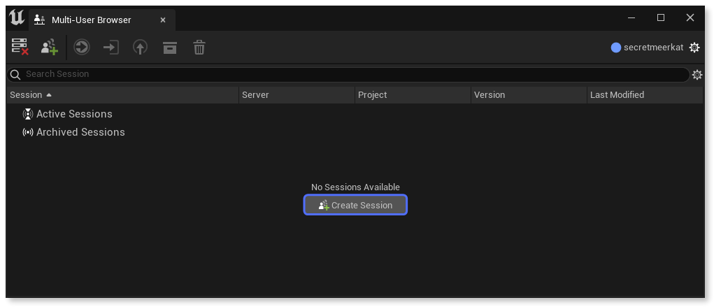 Clicking 'Create session' in the Multi-user browser window.