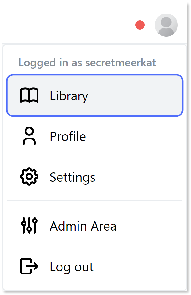 "Library" option highlighted.