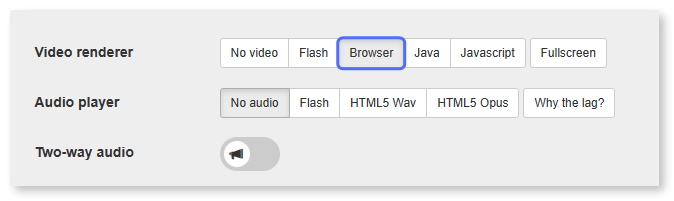 Selecting the Browser video renderer.