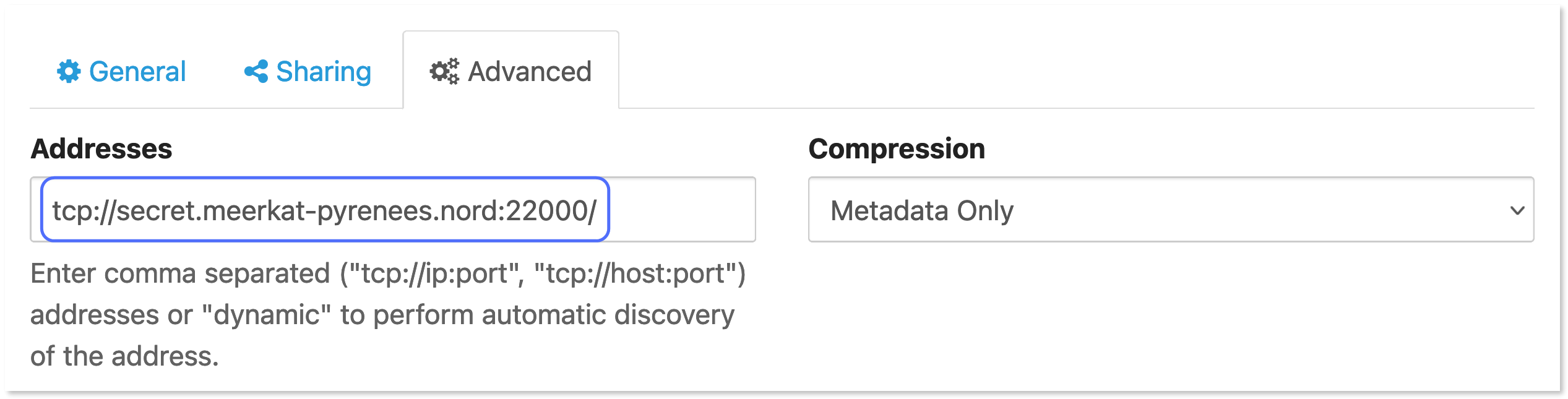 Entering the address of the client device using the assigned Nord name.