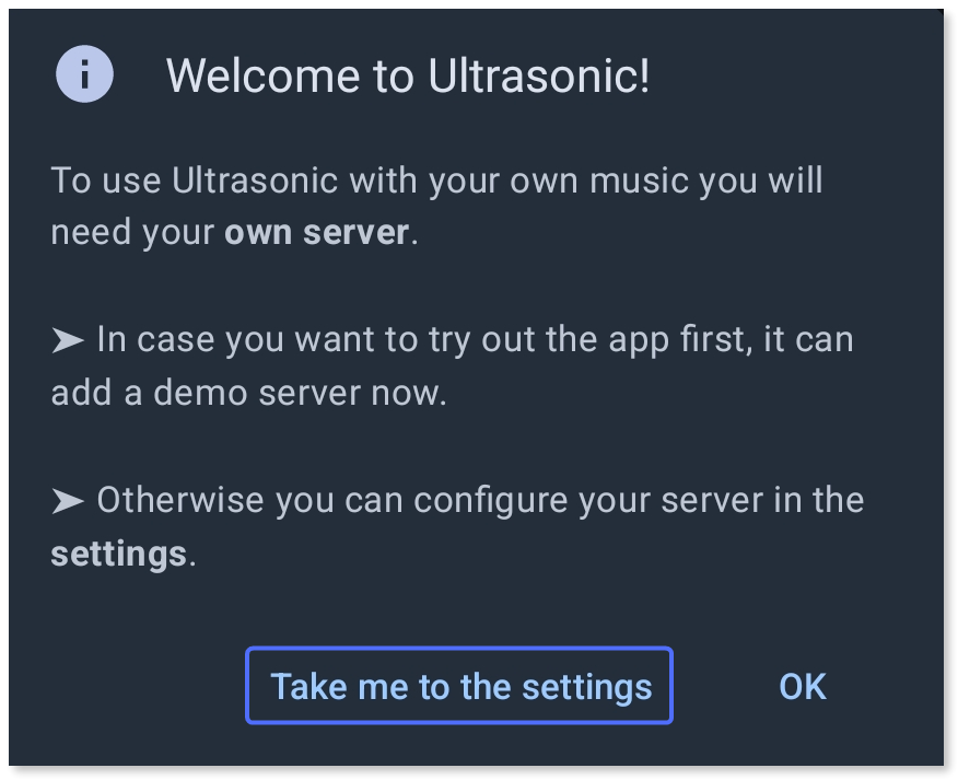 Tapping 'Take me to the settings'.