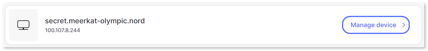 "Manage device" button highlighted next to a TV device.