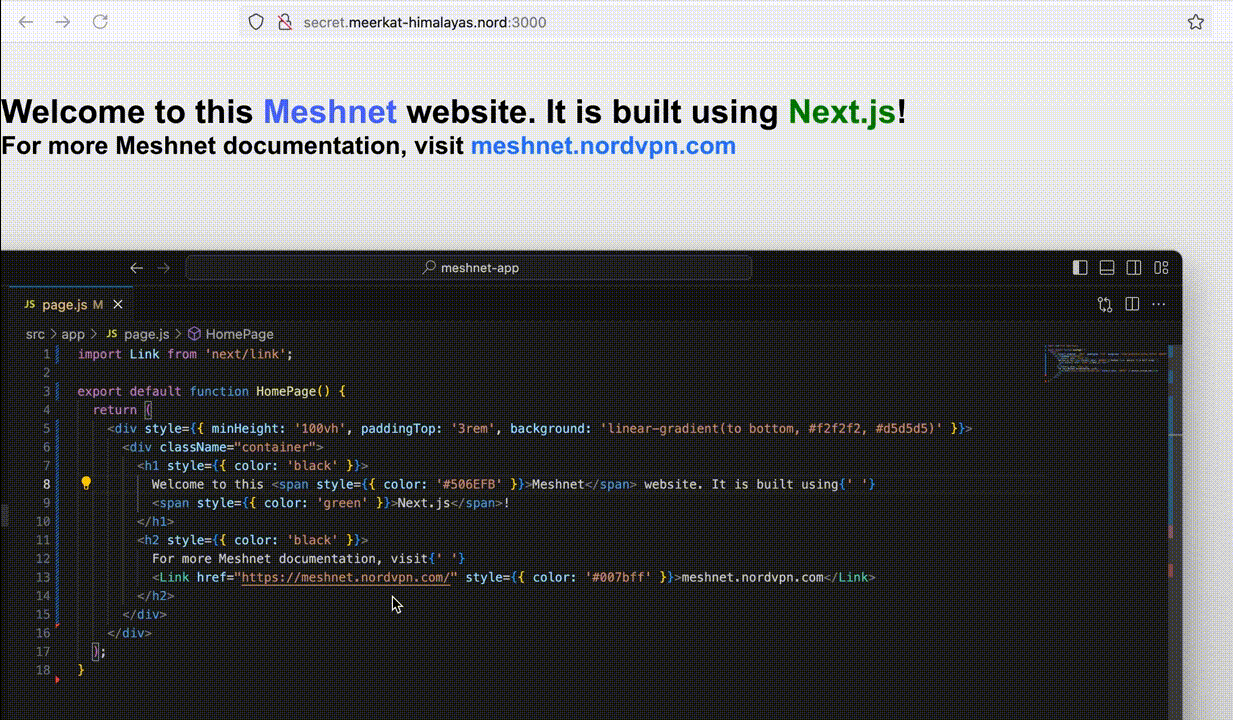 GIF showcasing real time updates of the landing page